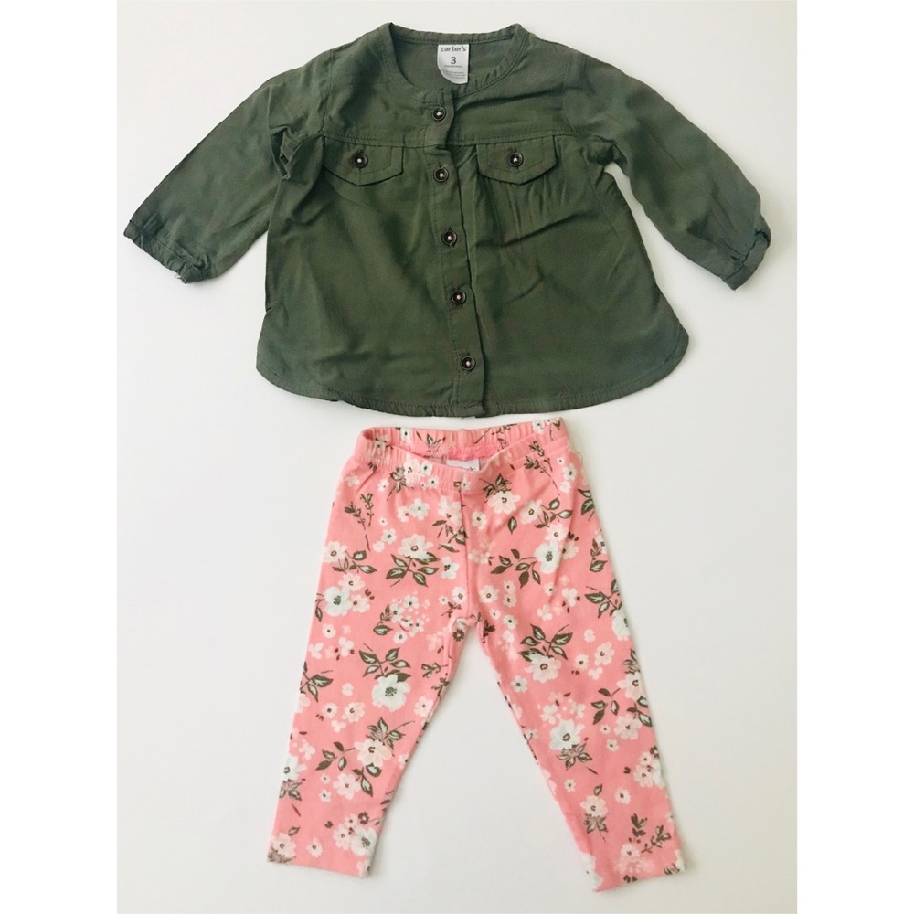 Carter’s olive green top and matching pants